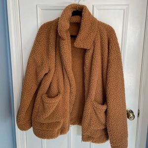Brown Oversized Teddy jacket